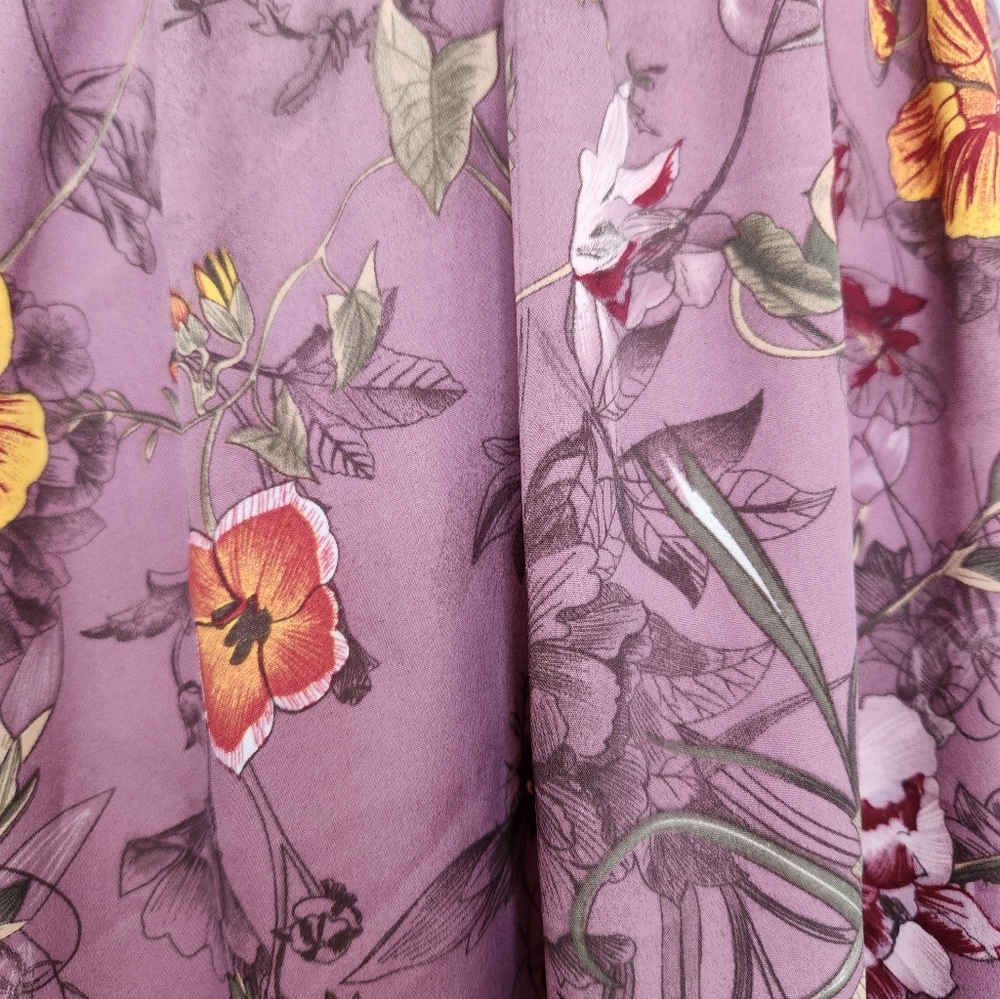 H&M Purple Floral Midi Dress with Yellow Accents - Picture 6 of 10
